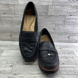 Clarks Collection Westlynn Bella Black Leather Tassel Loafer Shoes Women Sz 11M